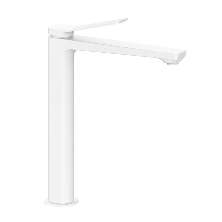 Bateria umywalkowa stojąca wysoka 30 cm z korkiem Paffoni Tilt TI081KBO biały mat