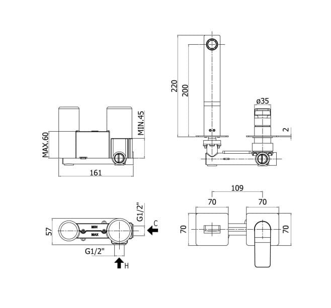 Bateria umywalkowa podtynkowa Paffoni Tilt TI104