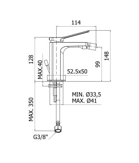 Bateria bidetowa stojąca 13 cm Paffoni Tilt TI131