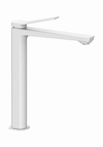 Biała bateria umywalkowa stojąca wysoka 30 cm z korkiem klik-klak Paffoni Tilt TI081KBO