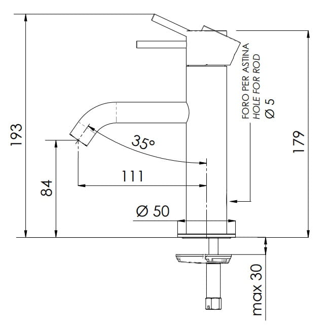 Bateria umywalkowa stojąca Daniel Tokyo TX606.64 miedź szczotkowana
