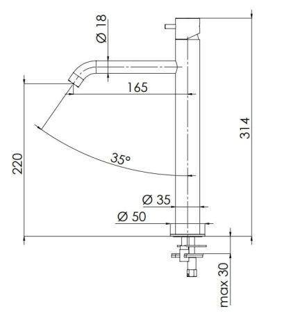 Przejdź do produktu Bateria umywalkowa wysoka 31 cm Daniel Tokyo TX607B.64 miedź szczotkowana