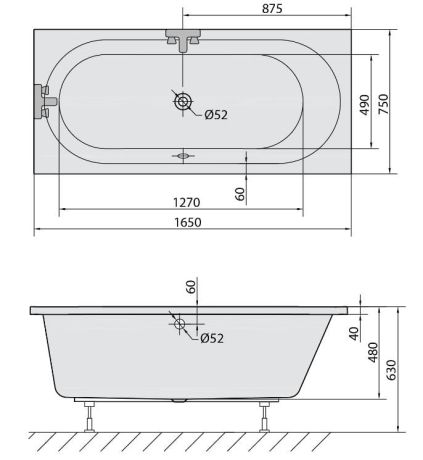 Przejdź do produktu ASTRA B wanna prostokątna 165x75x48cm, biały