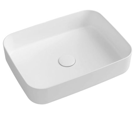 Przejdź do produktu INFINITY RECTANGLE umywalka ceramiczna nablatowa 50x36cm, biały mat