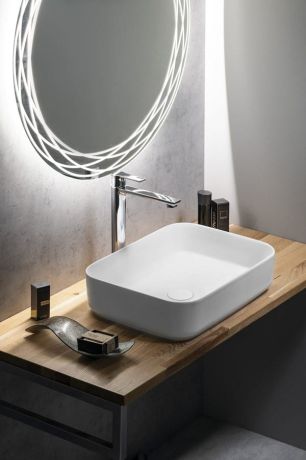 Przejdź do produktu INFINITY RECTANGLE umywalka ceramiczna nablatowa 50x36cm, biały mat