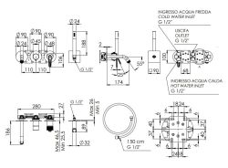 Bateria wannowa podtynkowa ze słuchawką prysznicową Daniel Brooklyn BY710D2PCR chrom