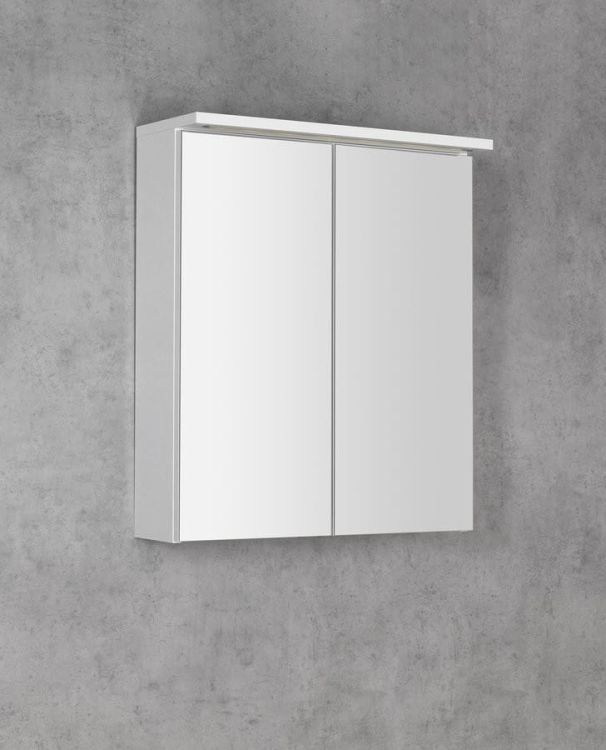 KAWA STRIP szafka z lustrem, oświetlenie LED 60x70x22cm, biały