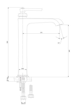 Przejdź do produktu Bateria umywalkowa wysoka 32cm na blat Omnires AM5213BSB mosiądz szczotkowany