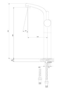 DARLING bateria umywalkowa wysoka, 33cm Omnires DA5013GL złoty