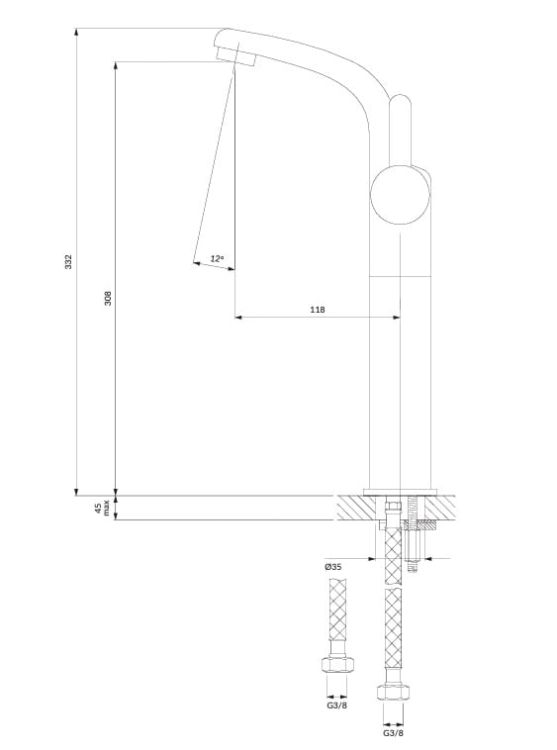 DARLING bateria umywalkowa wysoka, 33cm Omnires DA5013GL złoty
