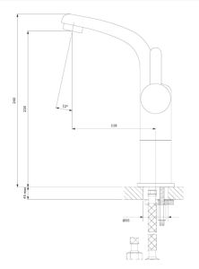 Bateria umywalkowa wysoka, 24 cm Omnires Darling DA5012GL złoty