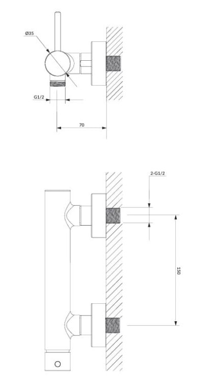 Bateria prysznicowa ścienna Omnires Y Y1240GLB złoty szczotkowany