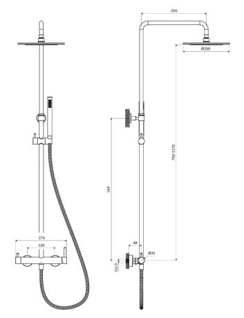 Przejdź do produktu Kolumna prysznicowa z okrągłą deszczownicą 25 cm i baterią prysznicową Omnires Y1244MCR chrom