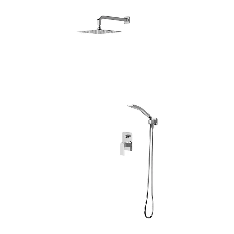 Zestaw prysznicowy z kwadratową deszczownicą 25 cm i baterią prysznicową Omnires SYSBA10XCR chrom
