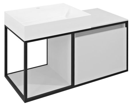Przejdź do produktu SKARA szafka pod umywalkę 100x49,5x46,5cm, czarny mat/biały mat