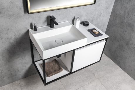 Przejdź do produktu SKARA szafka pod umywalkę 100x49,5x46,5cm, czarny mat/biały mat