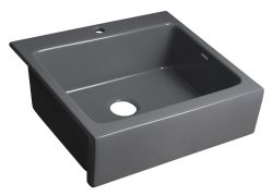 ARYA zlewozmywak ceramiczny 66x62cm z otworem na baterię, antracyt