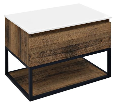 Przejdź do produktu SKARA szafka pod umywalkę 70x50x45cm, czarny mat/dąb collingwood