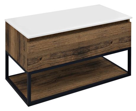 Przejdź do produktu SKARA szafka pod umywalkę 90x50x45cm, czarny mat/dąb collingwood
