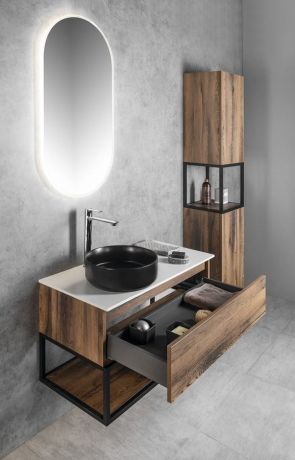 Przejdź do produktu SKARA szafka umywalkowa 110x50x45cm, czarny mat/dąb collingwood