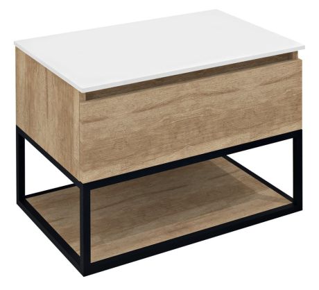 Przejdź do produktu SKARA szafka pod umywalkę 70x50x45cm, czarny mat/dąb alabama