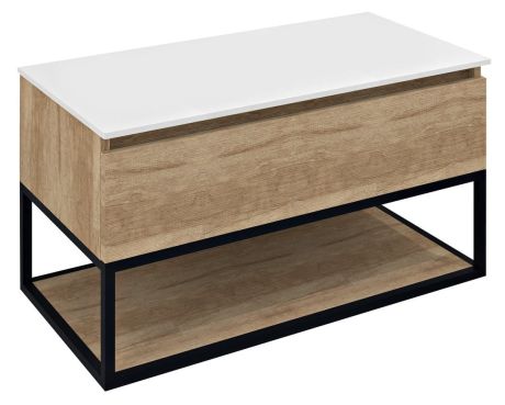 Przejdź do produktu SKARA szafka pod umywalkę 90x50x45cm, czarny mat/dąb alabama