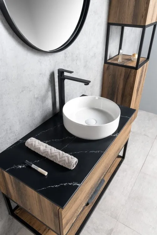 SKARA blat Rockstone 111,2x12x46cm, black attica