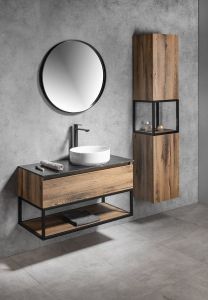 SKARA blat Rockstone 111,2x12x46cm, black attica