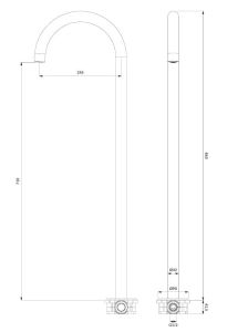 Bateria wannowa wolnostojąca 71 cm Omnires Y WWYGR grafit