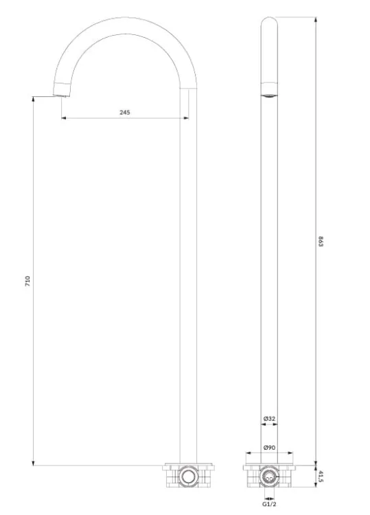 Bateria wannowa wolnostojąca 71 cm Omnires Y WWYGR grafit