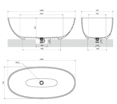 Przejdź do produktu Wanna wolnostojąca 160x75 cm Omnires SHELL M+ SHELLWWBM biały mat