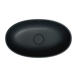 Czarna, matowa umywalka nablatowa 60x35 cm Omnires SHELL M+ SHELLUNBLV