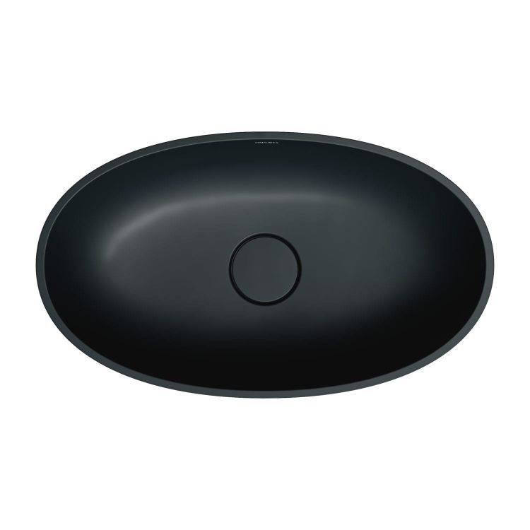 Czarna, matowa umywalka nablatowa 60x35 cm Omnires SHELL M+ SHELLUNBLV