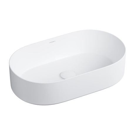 Przejdź do produktu Umywalka nablatowa owalna 53x32 cm Omnires MESA MESA530BM biały mat