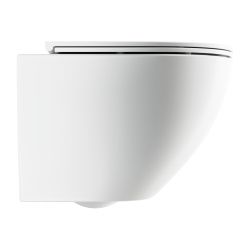 Bezkołnierzowa miska WC wisząca 54x37 cm z deską wolnoopadającą Omnires OTTAWA COMFORT OTTAWACMWBM biały mat