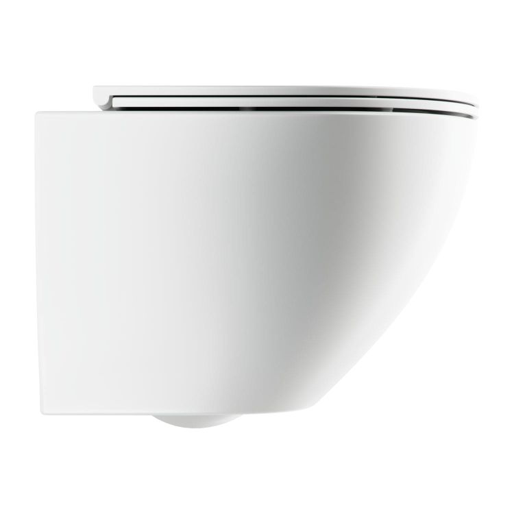Bezkołnierzowa miska WC wisząca 54x37 cm z deską wolnoopadającą Omnires OTTAWA COMFORT OTTAWACMWBM biały mat