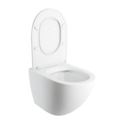 Bezkołnierzowa miska WC wisząca 54x37 cm z deską wolnoopadającą Omnires OTTAWA COMFORT OTTAWACMWBM biały mat