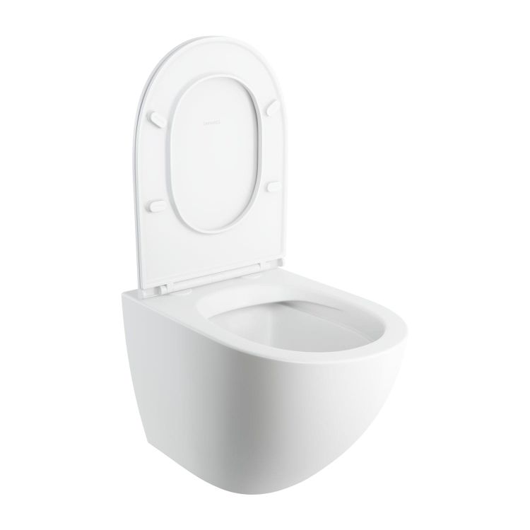 Bezkołnierzowa miska WC wisząca 54x37 cm z deską wolnoopadającą Omnires OTTAWA COMFORT OTTAWACMWBM biały mat