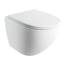 Bezkołnierzowa miska WC wisząca 54x37 cm z deską wolnoopadającą Omnires OTTAWA COMFORT OTTAWACMWBM biały mat