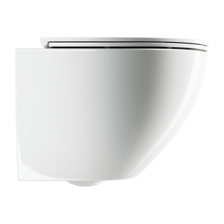 Bezkołnierzowa miska WC wisząca 54x37 cm z deską wolnoopadającą Omnires OTTAWA COMFORT OTTAWACMWBP biały połysk