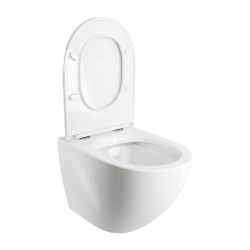 Bezkołnierzowa miska WC wisząca 54x37 cm z deską wolnoopadającą Omnires OTTAWA COMFORT OTTAWACMWBP biały połysk