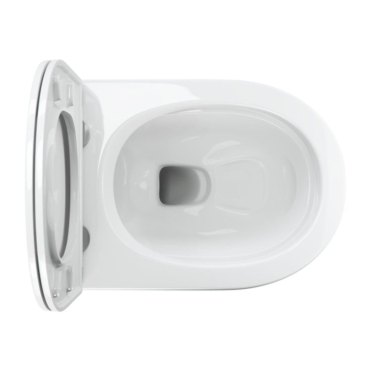 Bezkołnierzowa miska WC wisząca 54x37 cm z deską wolnoopadającą Omnires OTTAWA COMFORT OTTAWACMWBP biały połysk