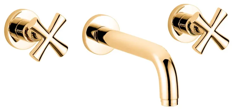 Złota bateria umywalkowa podtynkowa z wylewką 18 cm Emmevi Spirit New 31155OR