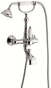 Bateria wannowa Retro ścienna ze słuchawką prysznicową Emmevi Laguna 40011CR chrom