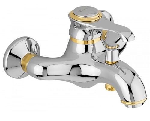 Bateria wannowa ścienna ze słuchawką prysznicową kompletna Emmevi Tiffany 6001CCO chrom/złoty