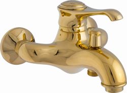Bateria wannowa ścienna ze słuchawką prysznicową kompletna Emmevi Tiffany 6001COR złoty