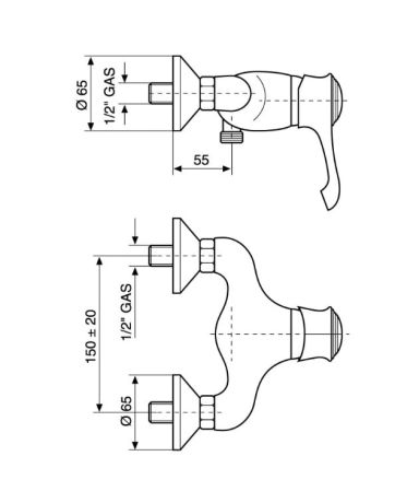 Przejdź do produktu Bateria natryskowa ścienna Retro Emmevi Tiffany 6002CO chrom/złoto