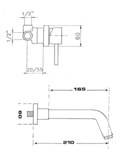 Bateria umywalkowa podtynkowa z wylewką 21 cm Sapho Rhapsody 5552 chrom