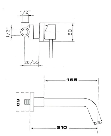 Bateria umywalkowa podtynkowa z wylewką 21 cm Sapho Rhapsody 5552 chrom