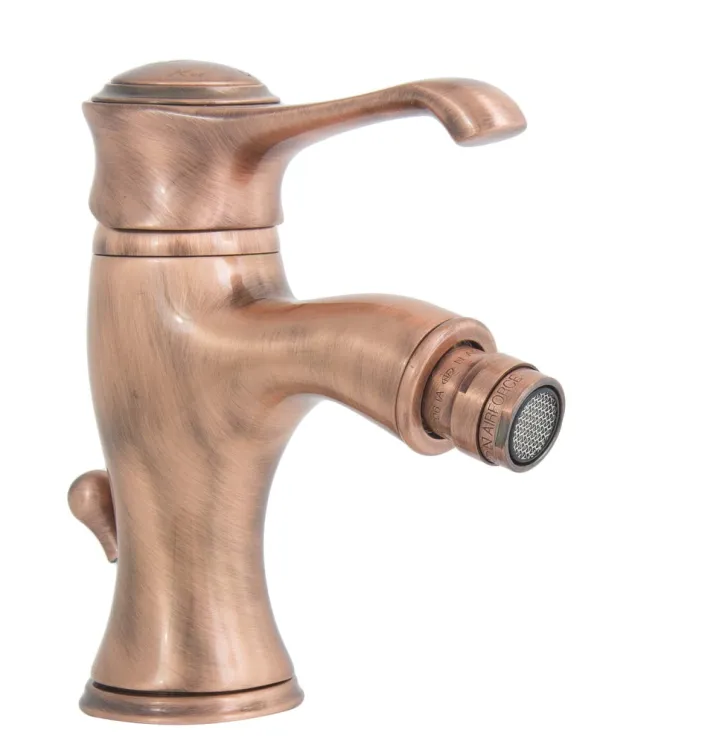 Bateria bidetowa stojąca 17 cm z korkiem automatycznym Emmevi Tiffany 6004RA miedź